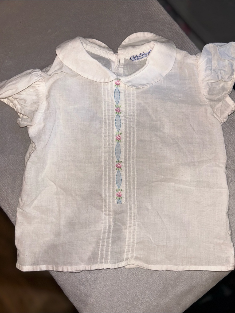 Cater Frock White Peter Pan Collar Embroidered Baby Blouse